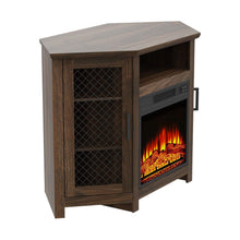 Load image into Gallery viewer, 45&quot; Corner Electric Fireplace TV Stands Console Table with 2 Metal Mesh Doors
