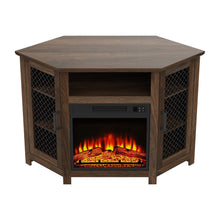 Load image into Gallery viewer, 45&quot; Corner Electric Fireplace TV Stands Console Table with 2 Metal Mesh Doors
