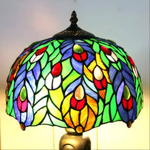 Cargar imagen en el visor de la galería, Antique Tiffany Lamp Peacock | Glass Tabletop
