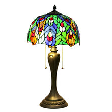 Cargar imagen en el visor de la galería, Antique Tiffany Lamp Peacock | Glass Tabletop
