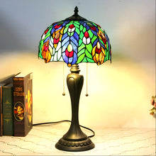 Cargar imagen en el visor de la galería, Antique Tiffany Lamp Peacock | Glass Tabletop
