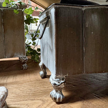 Load image into Gallery viewer, Aged Metal Footed Planters, Set of Two
