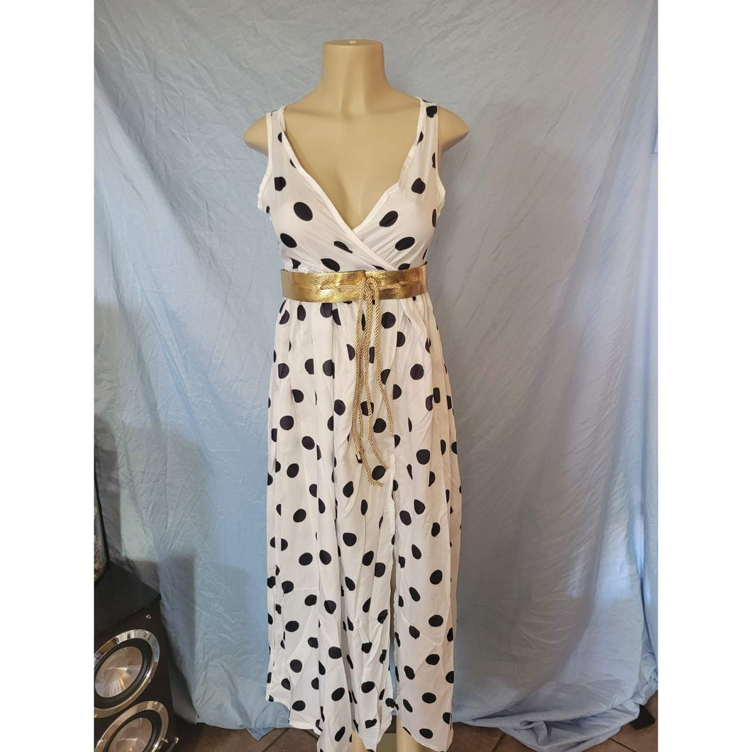 Mundefeis Polka Dot Belted Dress White