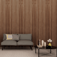 Carregar imagem no visualizador da galeria, Posh Wood Slat Panels 94.49 * 25.20 (240cm * 64cm) Posh Walnut Acoustic Slat Wood Wall Panels
