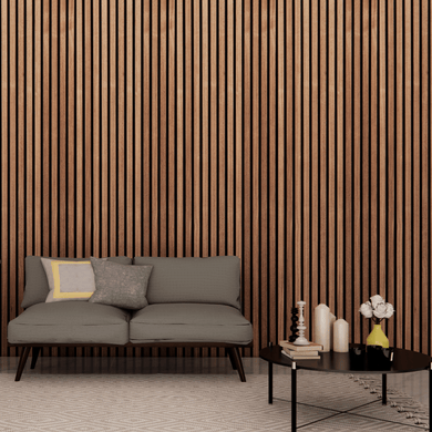 Posh Wood Slat Panels 94.49 * 25.20 (240cm * 64cm) Posh Walnut Acoustic Slat Wood Wall Panels