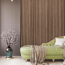 Load image into Gallery viewer, Posh Walnut Acoustic Slat Wood Wall Panels
