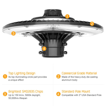 Cargar imagen en el visor de la galería, 80W Led Post Top Lights With Photocell CCT Changeable 3000/4000/5000K, 10,089 Lumens IP65 Waterproof ETL cETL DLC approved
