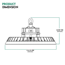 Cargar imagen en el visor de la galería, 200W Tunable LED UFO Light Fixture for Warehouse - 150LM/W, Dimmable, 5000K CCT, Commercial Industrial Lighting
