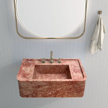 Load image into Gallery viewer, Red Travertine Rectangular Wall-mount Bathroom Sink (W)16&quot; (L)30&quot; (H)8&quot;
