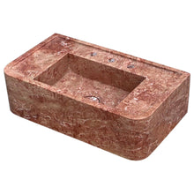 Load image into Gallery viewer, Red Travertine Rectangular Wall-mount Bathroom Sink (W)16&quot; (L)30&quot; (H)8&quot;
