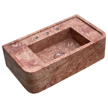 Load image into Gallery viewer, Red Travertine Rectangular Wall-mount Bathroom Sink (W)16&quot; (L)30&quot; (H)8&quot;
