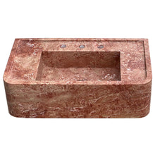 Load image into Gallery viewer, Red Travertine Rectangular Wall-mount Bathroom Sink (W)16&quot; (L)30&quot; (H)8&quot;
