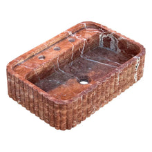 Load image into Gallery viewer, Red Travertine Wall-mount Bathroom Sink Ribbed Textured (W)16&quot; (W)24&quot; (H)6&quot;
