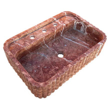 Load image into Gallery viewer, Red Travertine Wall-mount Bathroom Sink Ribbed Textured (W)16&quot; (W)24&quot; (H)6&quot;
