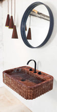 Load image into Gallery viewer, Red Travertine Wall-mount Bathroom Sink Ribbed Textured (W)16&quot; (W)24&quot; (H)6&quot;
