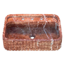 Load image into Gallery viewer, Red Travertine Wall-mount Bathroom Sink Ribbed Textured (W)16&quot; (W)24&quot; (H)6&quot;
