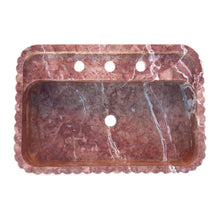 Load image into Gallery viewer, Red Travertine Wall-mount Bathroom Sink Ribbed Textured (W)16&quot; (W)24&quot; (H)6&quot;
