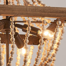 Cargar imagen en el visor de la galería, Regas 4-Light Wood Bead Candle Style Chandelier
