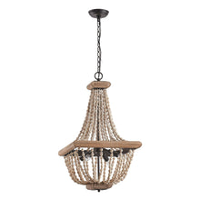 Cargar imagen en el visor de la galería, Regas 4-Light Wood Bead Candle Style Chandelier
