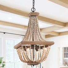 Cargar imagen en el visor de la galería, Regas 4-Light Wood Bead Candle Style Chandelier
