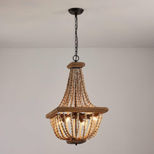 Cargar imagen en el visor de la galería, Regas 4-Light Wood Bead Candle Style Chandelier
