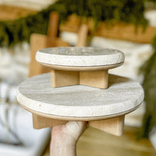 Load image into Gallery viewer, Stone Top Wood Round Decorative Risers, Set of Two
