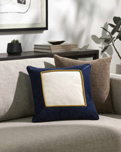 Load image into Gallery viewer, Rahiq Navy Blue Border Cotton Throw Pillow
