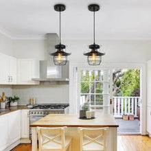 Load image into Gallery viewer, Rustic Black Pendant Light for Island with Adjustable Cage Design
