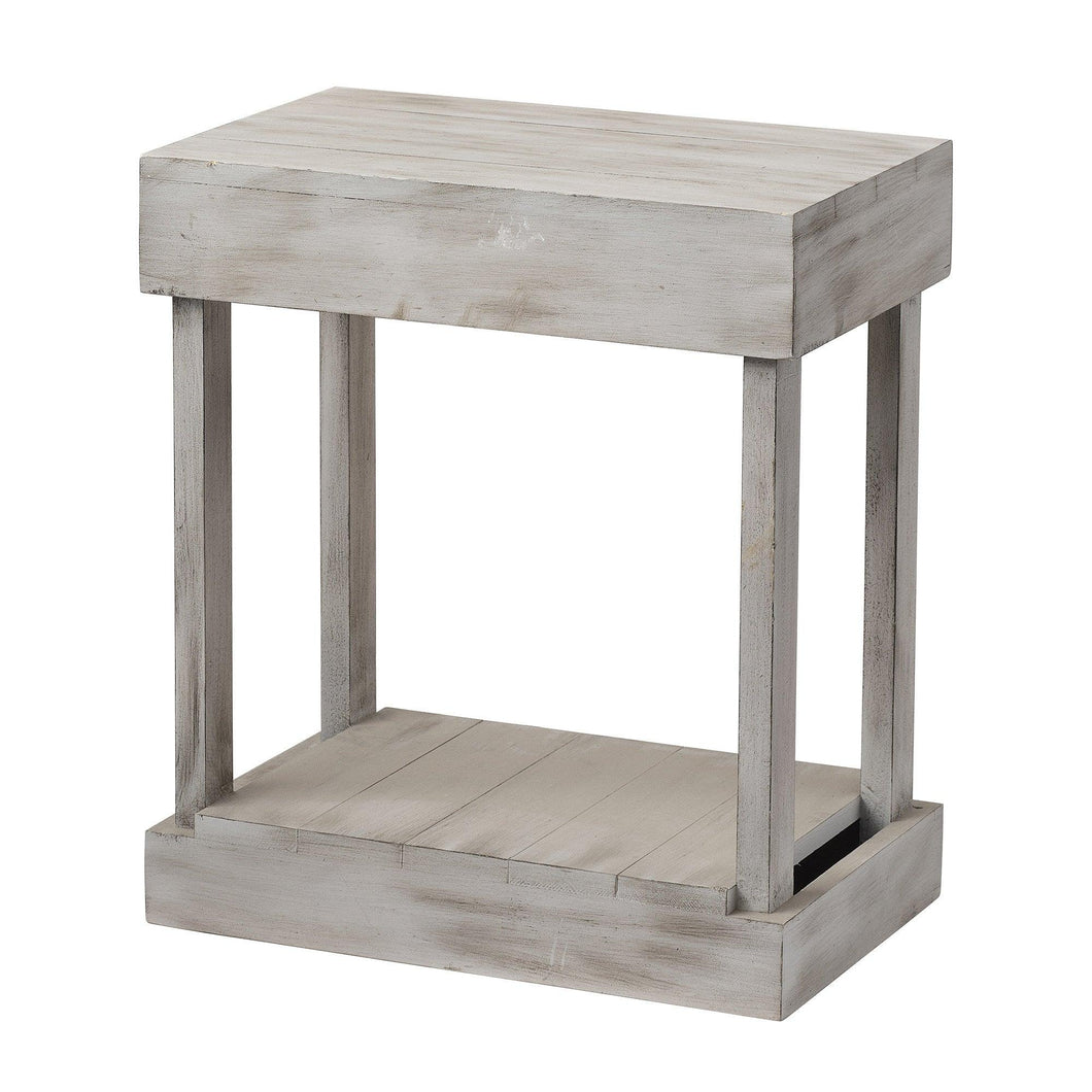 Rustic Wood Square Side Table with Shelf