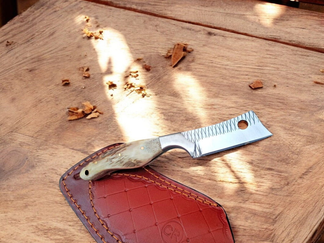 Custom Handmade Bull Cutter Knife | Antler Handle – 8