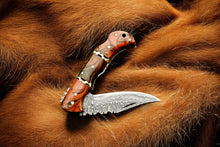 Load image into Gallery viewer, Damascus Folding Knife – Epoxy Resin Handle | 3 inch blade
