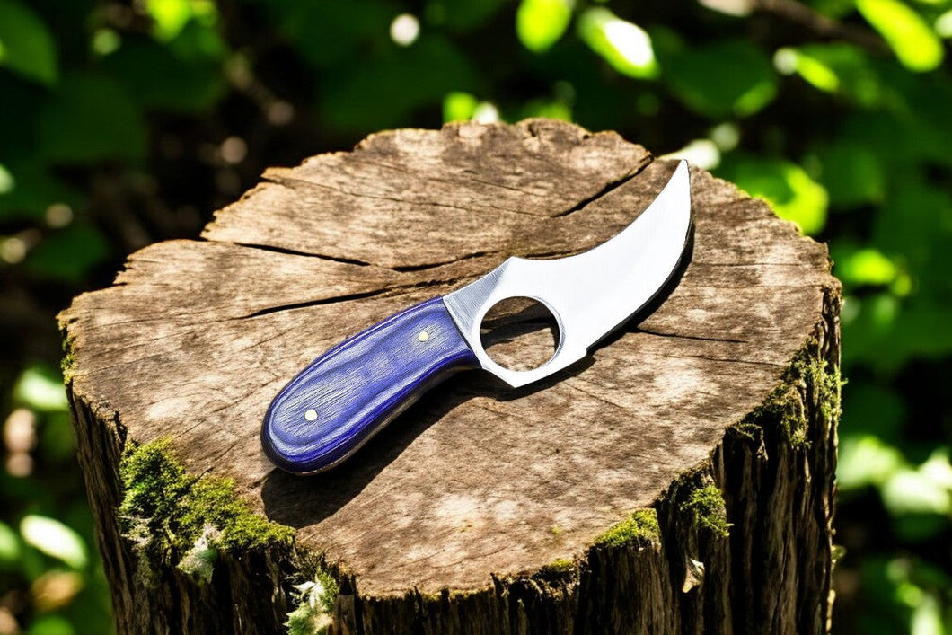 Custom Handmade Skinning Knife - D2 Steel Blade, Exotic Wood Handle