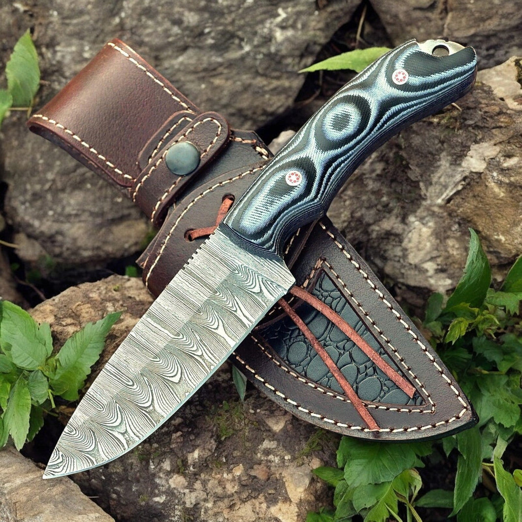 Custom Handmade Damascus Hunting Knife – 9