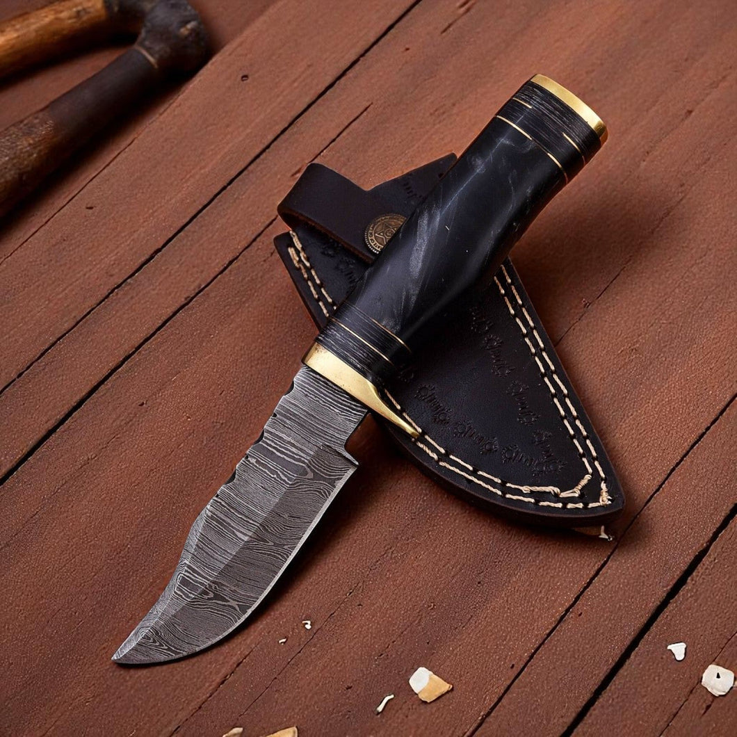 Custom Handmade Damascus Hunting Knife – 8