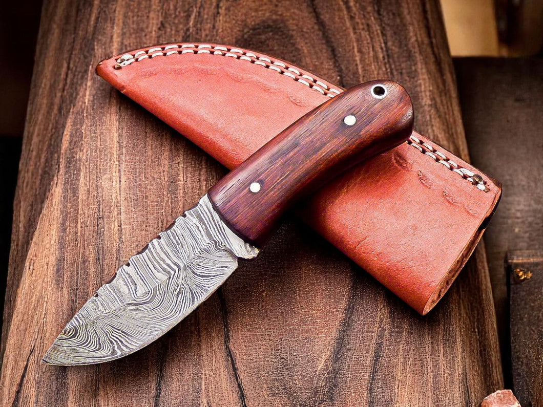 Custom Handmade Damascus Skinning Knife – 6.25