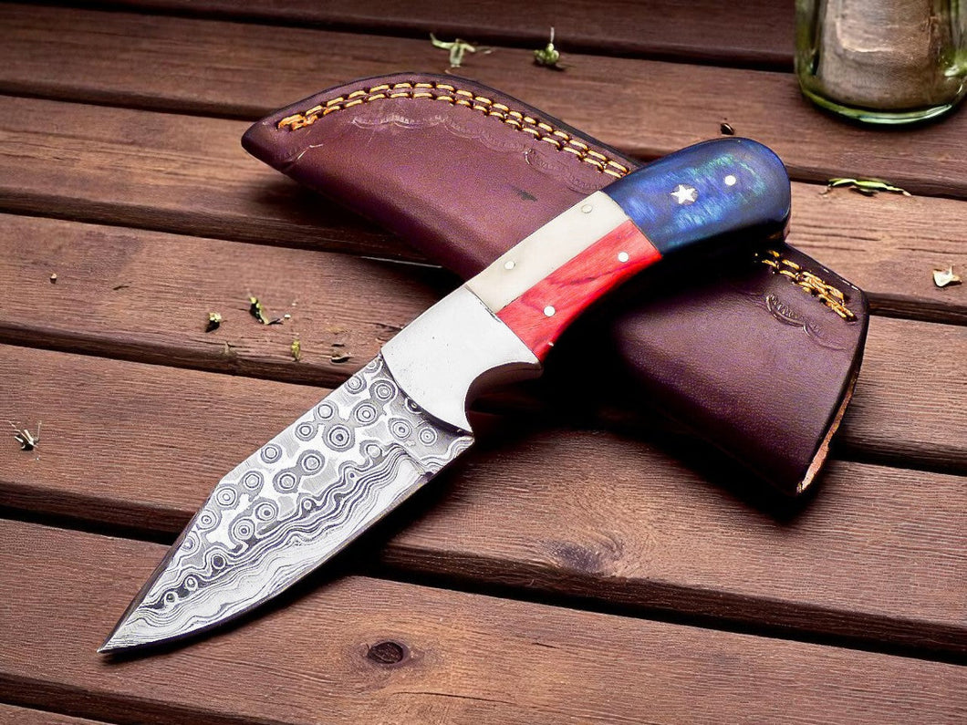 Custom Handmade Damascus Hunting Knife 6.25