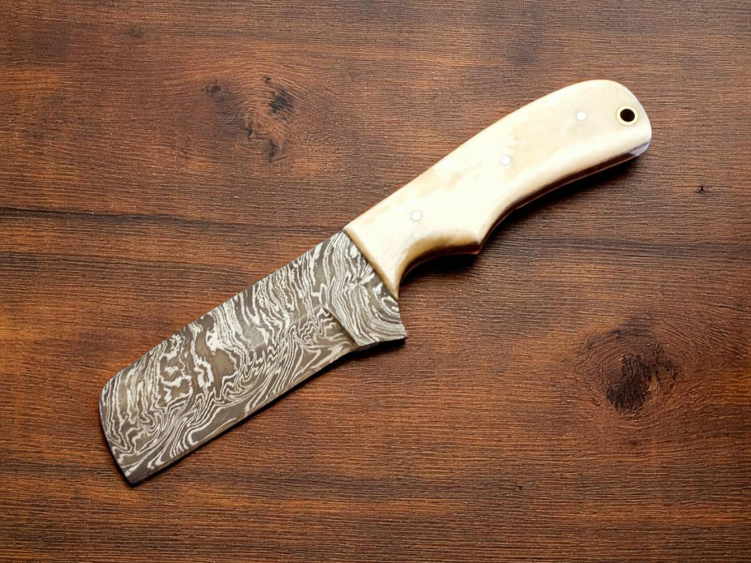 Custom Handmade Damascus Bull Cutter Knife 8