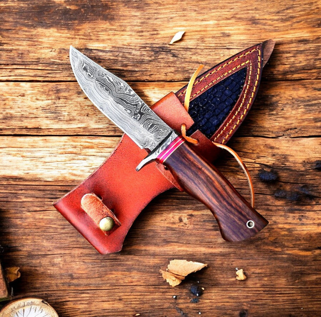 Custom Handmade Damascus Hunting Knife – 9