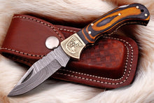 Load image into Gallery viewer, Custom Handmade Damascus Pocket Knife with Exotic Wood Handle
