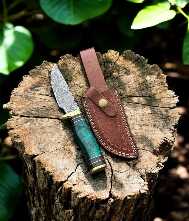 Custom Handmade Damascus Hunting Knife – 8