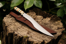 Load image into Gallery viewer, Custom Handmade Bowie Knife - 12&quot; D2 Steel Blade, Exotic Wood &amp; Bone Handle
