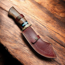 Cargar imagen en el visor de la galería, Custom Handmade Damascus Bowie Knife with Rosewood Handle
