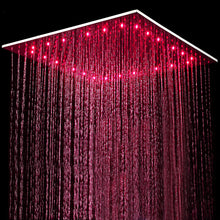 Cargar imagen en el visor de la galería, 12&#39;&#39; or 16&#39;&#39; Chrome Ceiling-Mounted Rainfall Shower Head with Optional LED Light - Two-Way Shower Faucet and Handle Sprayer Included
