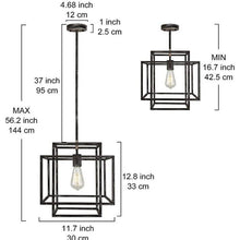 Carregar imagem no visualizador da galeria, WOCHOS Antique Industrial Metal Farmhouse Chandelier 1-Light Rustic Square
