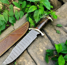 Cargar imagen en el visor de la galería, Custom Handmade Bowie Knife - 15&quot; Damascus Steel Blade, Rosewood Handle
