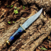 Carregar imagem no visualizador da galeria, Custom Handmade Bowie Knife - 12&quot; Damascus Steel Blade with Leather Sheath
