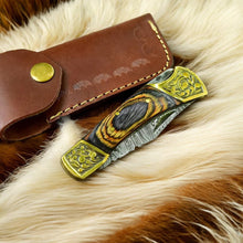 Load image into Gallery viewer, Custom Handmade Damascus Steel Pocket Knife - 3&quot;

