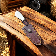Load image into Gallery viewer, Cowboy Knife with Sheath | Rustic Summer Handmade Damascus Knife
