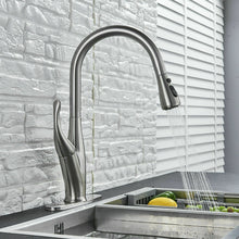 Load image into Gallery viewer, Kitchen Sink Faucet Pull Out Sprayer Brushed Nickel Mixer Tap With Deck Plate
