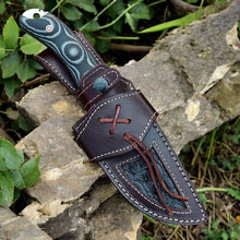 Load image into Gallery viewer, Custom Handmade Damascus Hunting Knife – 9&quot; with Micarta Handle
